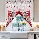 Valentine's Day Pink Swag Curtains Valances for Windows Kitchen Curtains Red Gnome Topper Valances with Rod Pocket for Living Room Bedroom Love Heart Valentines Day 56'' W x 36'' L, 2 Panel