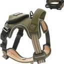 No Pull Dog Harness for Medium Dogs, Adjustable No Choke Pet Vest with Dog Leash Fit Smart Reflective Pet Walking Harness for Training Easy Control Soft Handle Green M (Army Green)