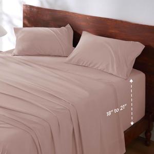 Bedsure Deep Pocket Full Size Bed Sheets Set - Fits Mattresses Up to 21 Inches Thick - 4 Piece GentleSoft Bed Sheets, Moisture Wicking, Cooling Bedsheet & Pillowcases, Easy & Secure Fit, Dusty Pink