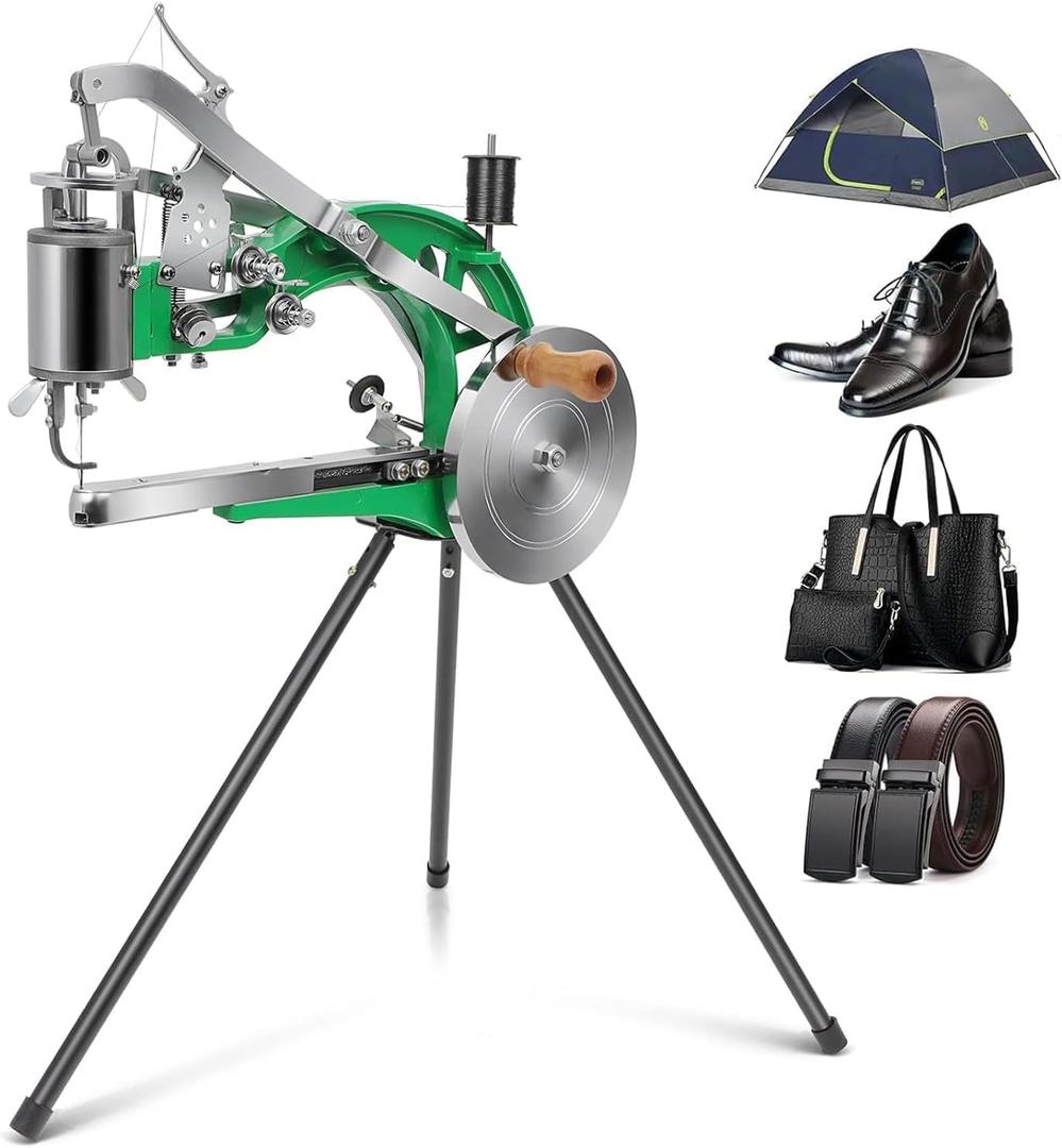 Leather Sewing Machine, Cobbler Sewing machine, Shoe Repair Manual Cobbler Stitching Mending Sewing Machine for Leather with Dual Cotton Nylon Line Canvas for Shoes Bags and Coats Belt