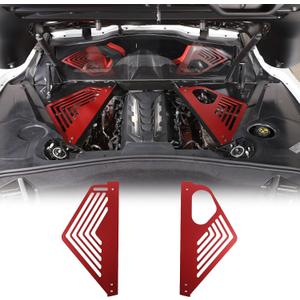 Engine Bay Panel Cover Compatible with Chevrolet Corvette C8 Stingray 2020-2024, Aluminum Engine Compartment Left Right Engine Case Guard Protector Accessories, Not for E-ray Version (Bent Hole)
