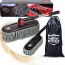 Car Duster Exterior Scratch Free with Extendable Handle, Microfiber Car Cleaning Brush for Dust Removal + Small Detailing Brush for Interior Care (Grey5)