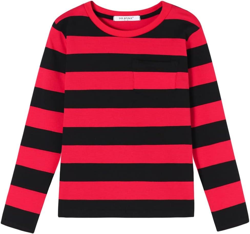 DILBYKE Boys Girl Long Sleeve Striped Crew Neckline T-Shirts Kid Tee