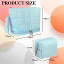 Blue Puffy Puffer Makeup Bag for Purse Small Makeup Pouch Quilted Cosmetic Bag Cute Cotton Toiletry Pouch Bag for Women