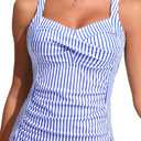 Daci Womens Underwire Tankini Tops Tummy Control Swim Top Only | Removable Pad, Twist Front, Adjustable Straps, Bathing Suit Top No Bottom (L)