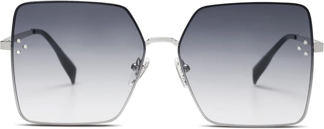 SOJOS Trendy Square Sunglasses Womens Big Oversized Designer Style UV Protection Sunnies Shades Lunettes de Soleil SJ1170 (Silver)