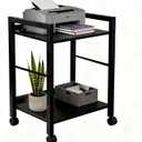 Small Printer Stand with Storage, 2-Tier Minimalist Printer Table, Rolling Cart for Home Office, Fits Small Desktop Printers, Scanner, Fax Machine.Size:17 "L × 12" W × 22" H,Black