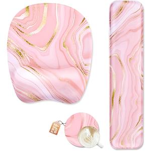 Keyboard Wrist Rest Mouse Pad Wrist Support for Computer Desktop/Laptop/Notebook Memory Foam Keyboard Pad Ergonomic Hand Rest Wrist Cushion for Home Office Gaming - Pink Fluid