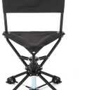 ARROWHEAD OUTDOOR 360 Degree Swivel Hunting Chair Stool Seat, Perfect for Blinds, No Sink Feet, Supports up to 450lbs, Carrying Case, Steel Frame, Fishing, High-Grade 600D Canvas (Black)