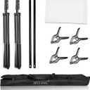 HYJ-INC Photo Background Support System with 8.5 x 10ft Backdrop Stand Kit, 100% White Cotton Muslin Backdrop,Clamp, Carry Bag for Photography Video Studio