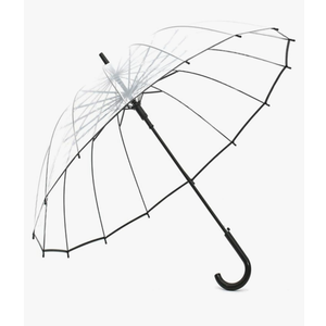 Lancoon Clear Bubble Umbrella 16 Ribs Big Size Windproof Auto Open See Through KS10Black