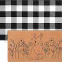 Nuanchu 2 Pcs Easter Coir Doormats Combo Outdoor Floral Bunny Welcome Mats Layered Buffalo Plaid Front Door Rugs Non Slip Floor Mats for Easter Spring Porch Entryway Indoor Outdoor Decor (29x17inches, 43x28 inches)
