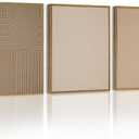 PHOPAGO Minimalist Abstract Framed Wall Art Modern Boho Neutral Line Wall Decor Geometric Artwork Kitchen Dining Room 11x14in Natural Framed