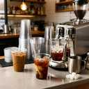 Ginkgo 100 Pack - 16 oz Clear Plastic Cups with Lids and Straws, Leak-Proof & Sturdy, Disposable Iced Coffee Cups for Smoothie, Cold Drinks