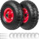 4.10/3.50-4 Tire and Wheel, 10" Air-Filled Tires Wheels with 5/8" Axle Bore Hole for Hand Truck, Garden Cart, Wagon, Dolly, Generator, Trolley, 2 Pack Utility Cart Wheels