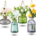 4 Pcs Stained Glass Hanging Vases Hanging Glass Planters Small Plant Terrarium Pot Containers with Rope for Garden Home Indoor Outdoor Decor, 4 Styles (Artsy)