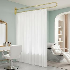 U Shape Privacy Partition Curtains for Room Divider Partitions with Flat Hook Inherent Hospital Curtains for Fitting Room Beauty Salon Bedroom Hospital SPA (7.2ft)