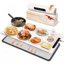 Warming Mat for Food with Heat Resistant Pad, 36"x16" Food Warmer Mat for Countertop Food Warmer Custom Temperature Settings 10H Timer Portable Heating Pad for Parties Buffets Holiday Home Use (Beige)