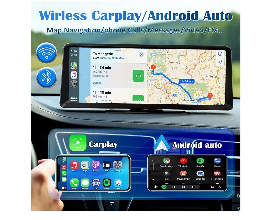 HiehaPortable Car Tablet For Car Play Apple And Android With Back Up Camera