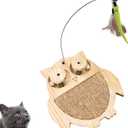 Petest Interactive Cat Toy Natural Sisal Cat Scratcher Toy with Catnip Balls, Owl Design
