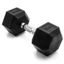 CAP Rubber Coated Dumbbell Weights, Free Weights for Home Gym Strength Training, Anti-Roll Hex Dumbbells with Black, Chrome & Comfort Grip Handles, Singles 60LB