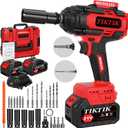 TIKTIK 850Nm Cordless Impact Wrench,1/2" Cordless Impact Gun w/ 2x 4.0Ah Battery,3300RPM Brushless Impact Wrench,640Ft-lbs High Torque Electric Impact Driver Set for Car/DIY Furniture/Lawn Mower