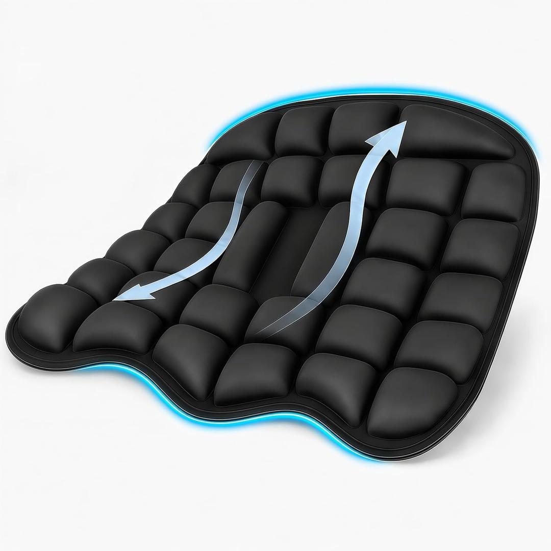 Travel Seat Cushion for Airplane, Inflatable for Long Flights, Portable Ergonomic Adjustable Air Pad Tailbone & Lumbar Pain Relief for Plane, Stadium, Car, Wheelchair, Driving, Office, Work