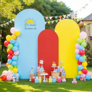 Red Yellow Blue Arch Backdrop Cover Set of 3 Spandex Photo Arch Covers Stretchy Backdrop Baby Shower Birthday Party Arch Covers 7.2 6.6 6 FT Arch Stand Cover Bridal Shower Banquet Decoration