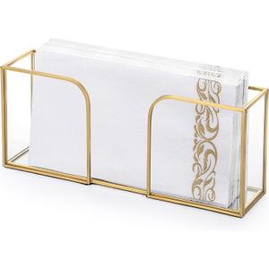 Sumnacon Napkin Holder,Vertical Glass Napkin Holder Table, Stylish Guest Towel Holder for Hand Towel Napkin,Rectangle Napkin Tray for Bathroom Toilet Kitchen Dining Table Counter (9.4x3.9 Inch/Guest Towel)