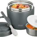 Thermo Food Jar for Hot Food Adults 32OZ Soup Thermo Lunch Containers Wide Mouth Vacuum Insulated Stainless Steel Leakproof Bento Box with Spoon (Grey)