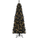 7ft Pre-lit PVC Christmas Pencil Tree Black w/ 350 LED Lights