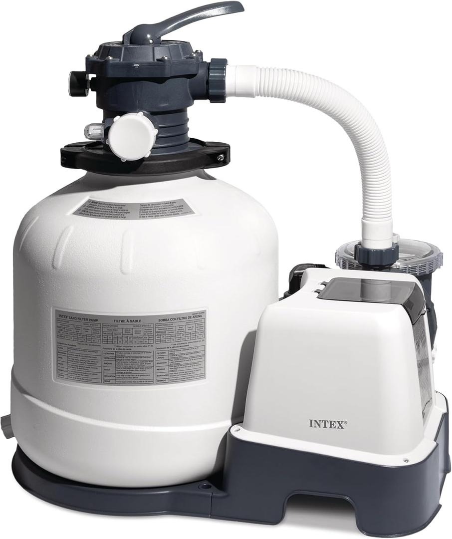 INTEX 2,650 GPH Krystal Clear Sand Filter Pump and Saltwater Pool Chlorine System for Above Ground Pools, Pool Cleaner System with Automatic Timer
