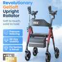 VOCIC Walkers for Seniors, Upright Walker with Adjustable Armrests, Z22 GelCool Stand Up Walker with Ergo Seat & Backrest, 8" All Terrain Rollator with 300lb,Cup& Cane Holder