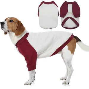 FUAMEY Dog Sweatshirt Fleece Lined for Large Dogs,Dog Pullover Sweater Soft Dogs Warm Sweaters Puppy Stretchy Clothes Winter American Style Raglan Sleeve Crewneck Pullover Red, Size L