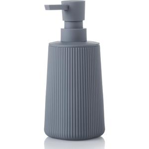 Small Soap Dispenser for Bathroom and Kitchen, Modern Farmhouse Striped Style Plastic Hand Soap Dish Soap Dispenser with Pump Matte Gray