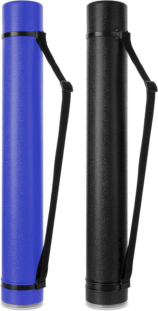 Mr. Pen- Poster Tube, 2 Pack, Black and Blue, Extendable Poster Tube with Strap, Poster Carrying Case, Telescoping Tube, Art & Poster Transport Tubes, Poster Tubes for Storage, Poster Holder Tube