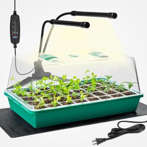 CARPATHEN Seed Starter Tray with Grow Lights and Heating Mat - 40 Cell Plant Germination Tray with 4.7" Humidity Dome Seed Starter Kit for Indoor Seed Starting and Propagation