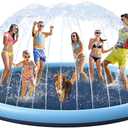 VISTOP Non-Slip Splash Pad for Kids and Dog, Thicken Sprinkler Pool Summer Outdoor Water Toys - Fun Backyard Fountain Play Mat for Baby Girls Boys Children or Pet Dog (117 inch, Blue&Blue)