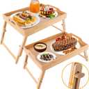 2 Pack Bed Tray Table for Eating, 16.3 x 11.8 Inch Breakfast Food Tray with Adjustable Folding Legs, Portable Serving Tray for Sofa Laptop Desk Snack Tray