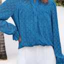 PRETTYGARDEN Lace Long Sleeve Shirts Casual Button Down Going Out Tops Hollow Out Eyelet Blouses 2026 Spring Fashion Clothing(Lake Blue,Medium) (M)