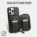 ZVE for iPhone 14 Pro Max Wallet Case, Phone Case with RFID Blocking Card Holder Wrist Strap, Zipper Leather Handbag Gift Cover for Women Compatible with iPhone 14 Pro Max, 6.7"(2022) - Black