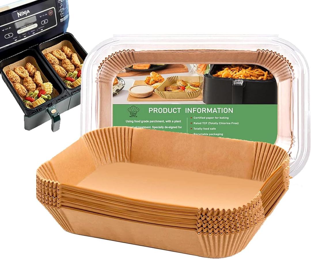 Air Fryer Liners for bella 4Qt Slim Air Fryer, Bella Air Fryer Accessories, Parchment Paper Liners Disposable Rectangular for Ninja Foodi 2-Basket, Instant Pot Vortex Plus, PowerXL Vortex(100Pcs) (Rectangle)