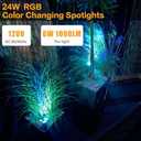 Christmas Halloween Spotlight Outdoor, 24W RGB Color Changing Landscape Lighting with 12 Colors 19 Modes, 120V Waterproof Spotlight with Remote, Outdoor LED Spot Lights for Yard Garden Dcor 4 Pack (RGB (Red, Green, Blue)
