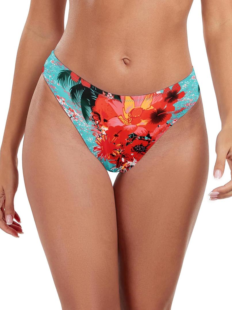 Ocean Blues Women's Cheeky High Leg Bikini Bottom Mid Rise Swim Bottom (S)