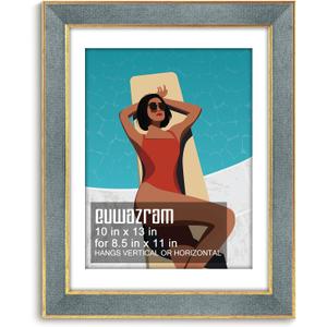 Suede 10x13 Frame - Single Frame, Christmas Elegant Gray 10 x 13 Poster Frame with Mat for 8.5x11, 10x13 Picture Frames for Artwork, Puzzles, Photos and Movie Posters