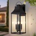 25'' Dusk Dawn Outdoor Wall Light, Large Black Exterior Porch Light Fixture