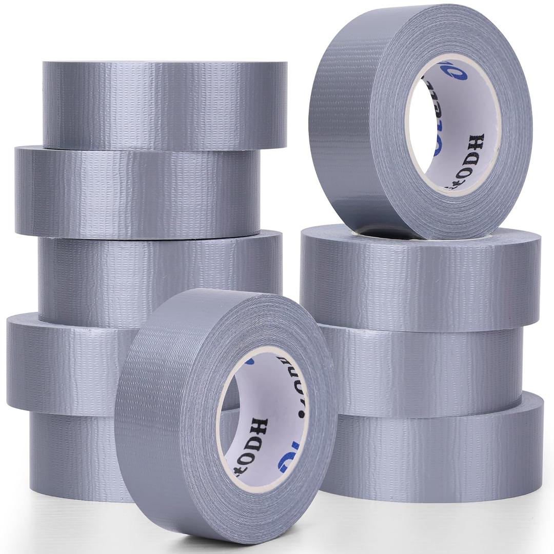 10 Pack Mini Silver Duct Tape, 1" X 150 Yards Travel Size Duct Tape, Pocket Size Heavy Duty Waterproof No Residue Tear by Hand, Multi-Use for Indoor & Outdoor Repairs, travel camping DIY projects,  1 inch x 15 Yards-10 rolls, Silver