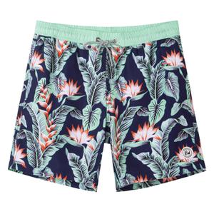 SURF CUZ Mens Swim Trunks 7" Swimming Trunks with Mesh Liner Quick Dry Swim Shorts for Men Swimwear Bathing Suits Pockets,Bird of Paradise,L (Green)