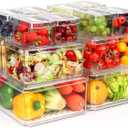 14 Pack Fridge Organizer, Stackable Refrigerator Organizer Bins with Lids PBA-Free, Clear Fridge Organizers and Storage for Kitchen, Countertops, Cabinets, Fridge, Drinks, Fruits, Vegetable, Cereals