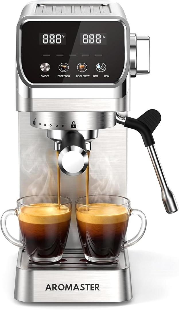 Aromaster Espresso Machine, Easy to Use Compact Espresso Maker Stainless Steel Coffee Machine for Home & Office